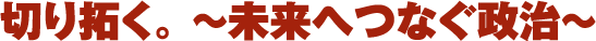 切り拓く。 〜未来へつなぐ政治〜